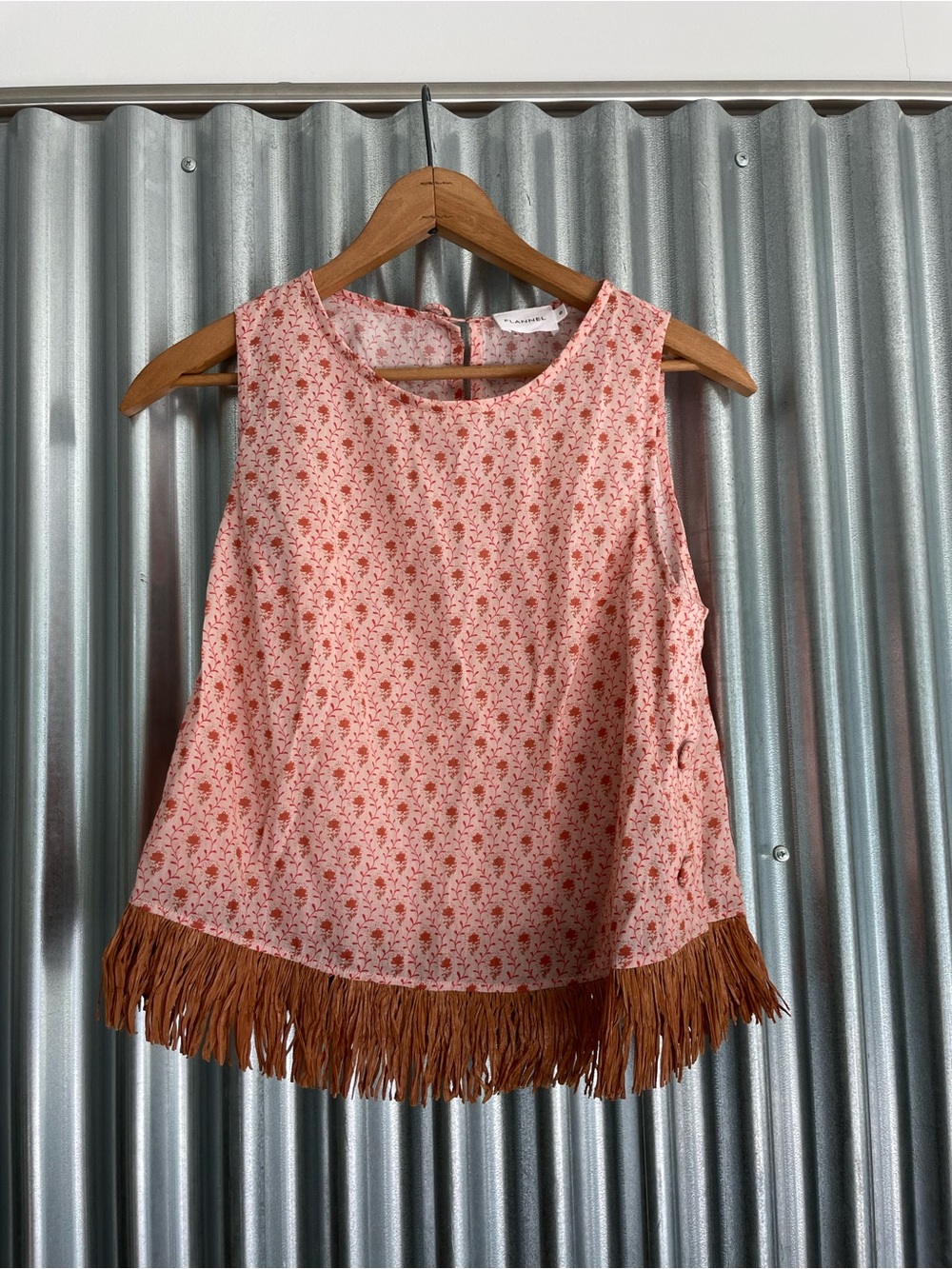 Floral Pink Fringe Sleeveless Tank Top